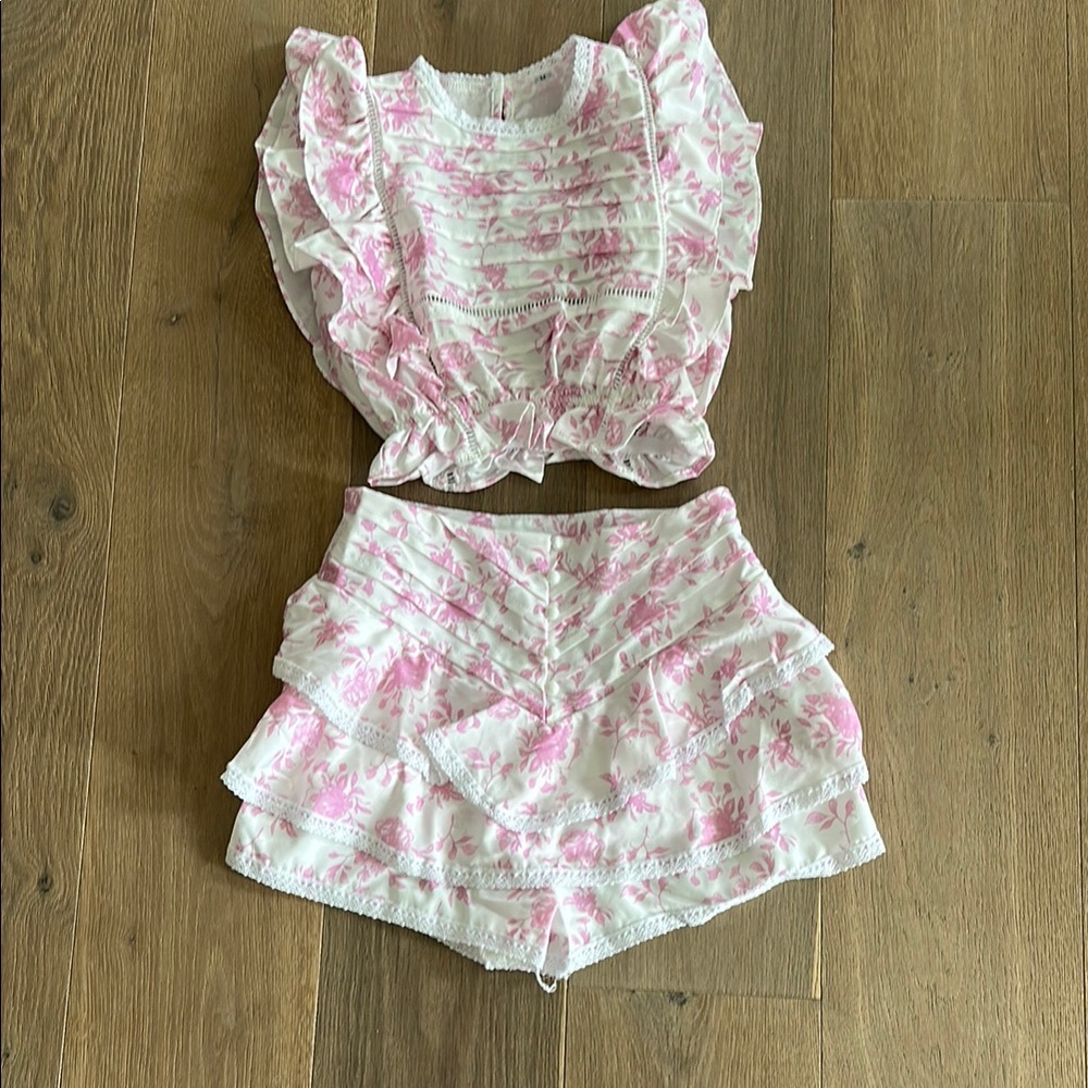 Cute Pink and White Ruffled Skort and Top Set like Love Shack